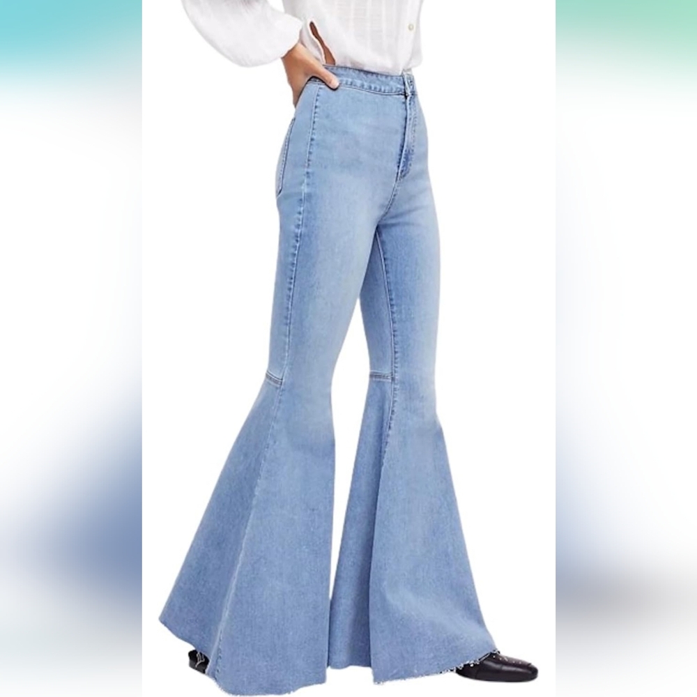 70s Chic We The Free Flared Blue Jeans Size 27